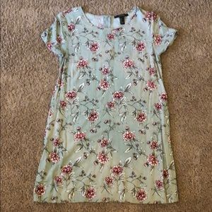 Green floral mini dress